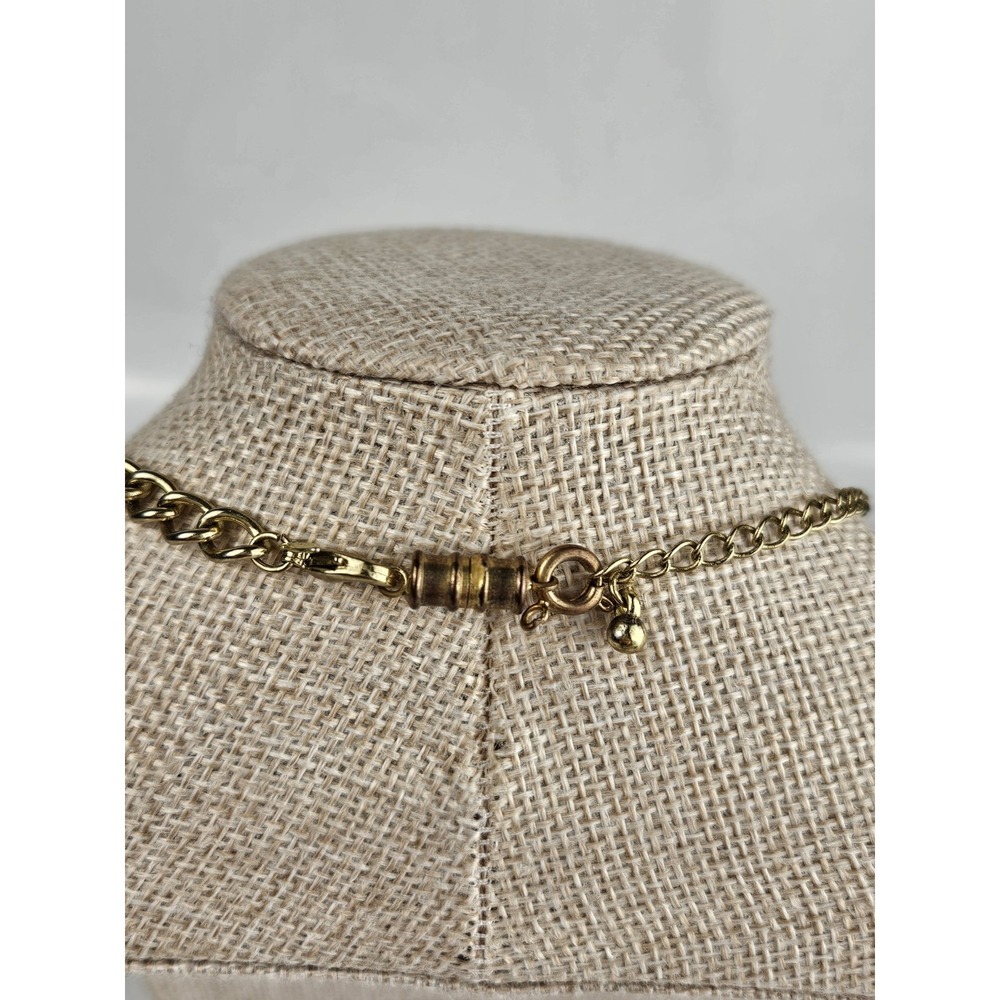 Avon Vintage Pink Art Deco Style‎ Statement Necklace Gold Tone Signed - Picture 4 of 6